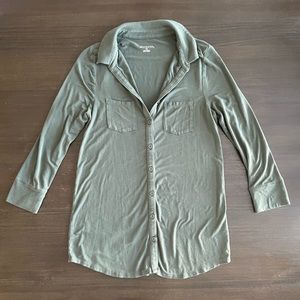 Olive Green Button Up Collared Shirt